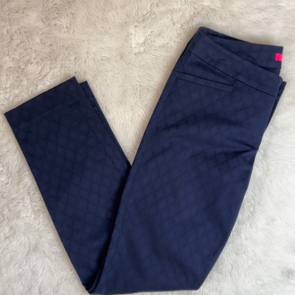 New LILLY PULITZER Kelly Textured Ankle Pant Sz 4 Midnight Navy Blue Skinny - Picture 4 of 4